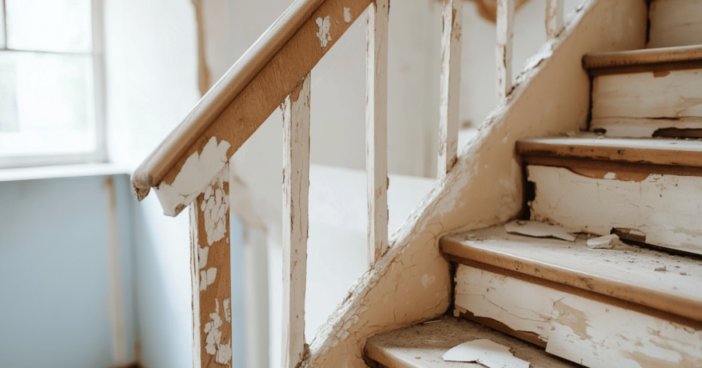 Loose stair railing inside a Pittsburgh home needing handyman repair