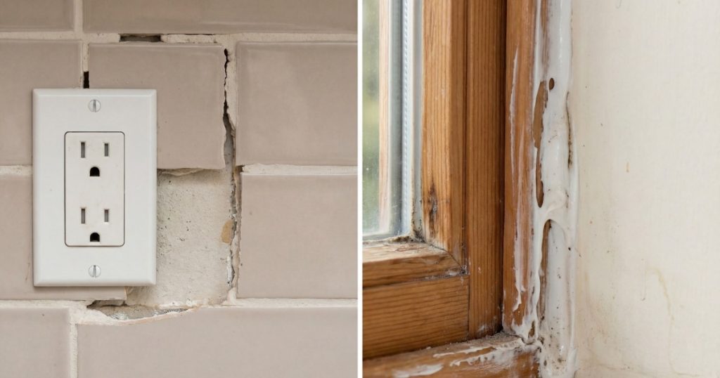 Cracked exterior window caulk on a Pittsburgh home