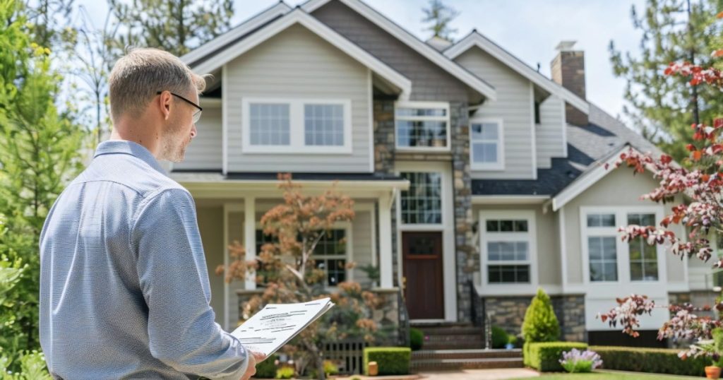 Pittsburgh homeowner inspecting exterior areas of their home in early spring