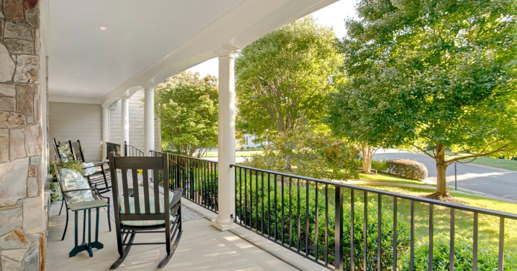 Backyard or front porch area set up and ready for warm weather use