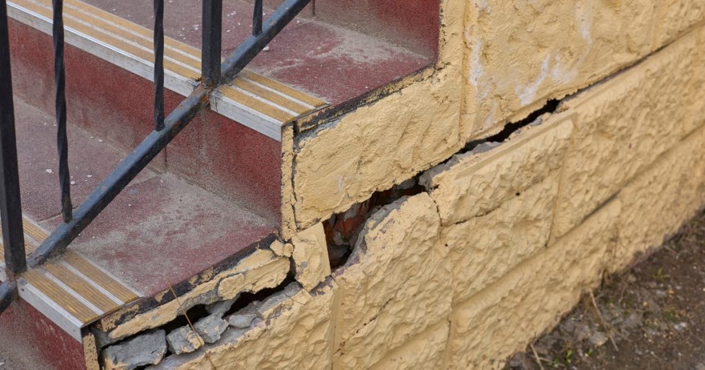 Front or back steps showing minor cracking or loose components