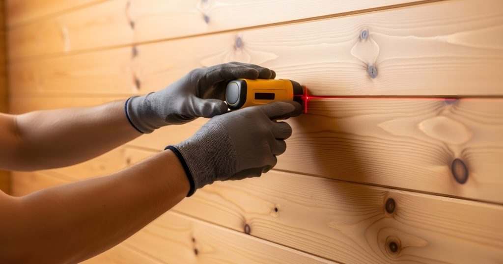 laser level being used for exterior maintenance
