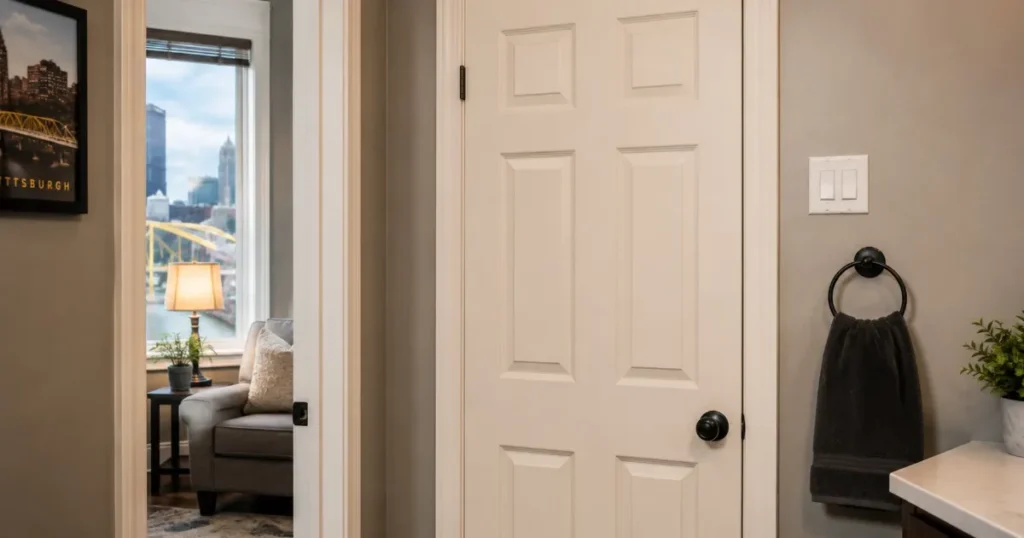 Well-fitting interior door closing cleanly in a Pittsburgh home