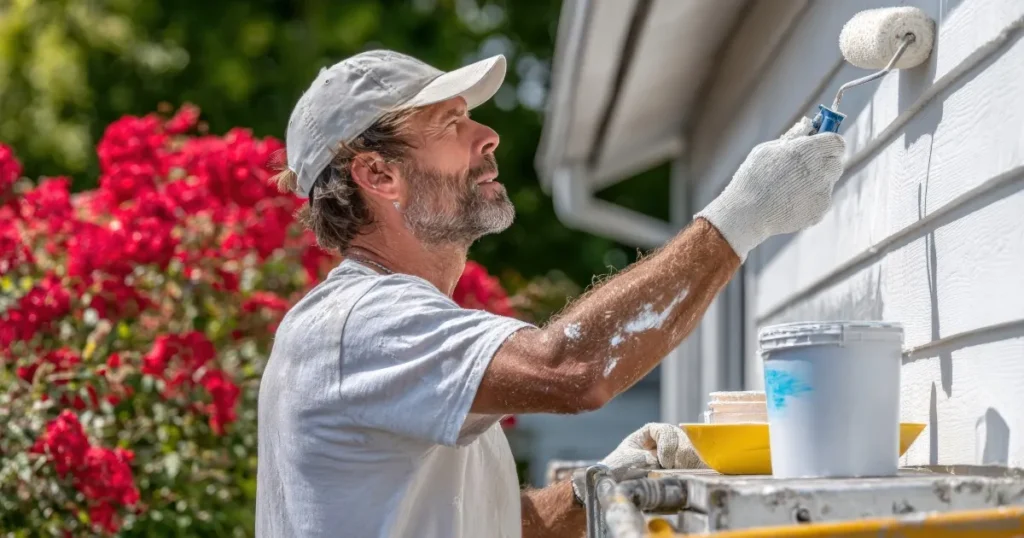 Hammer and Nails Handyman professional preparing exterior siding for repair
