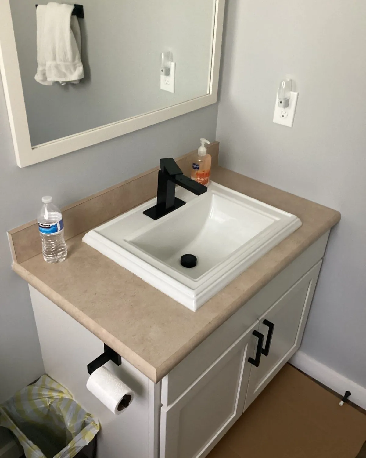 Bathroom vanity and countertop viewed from above