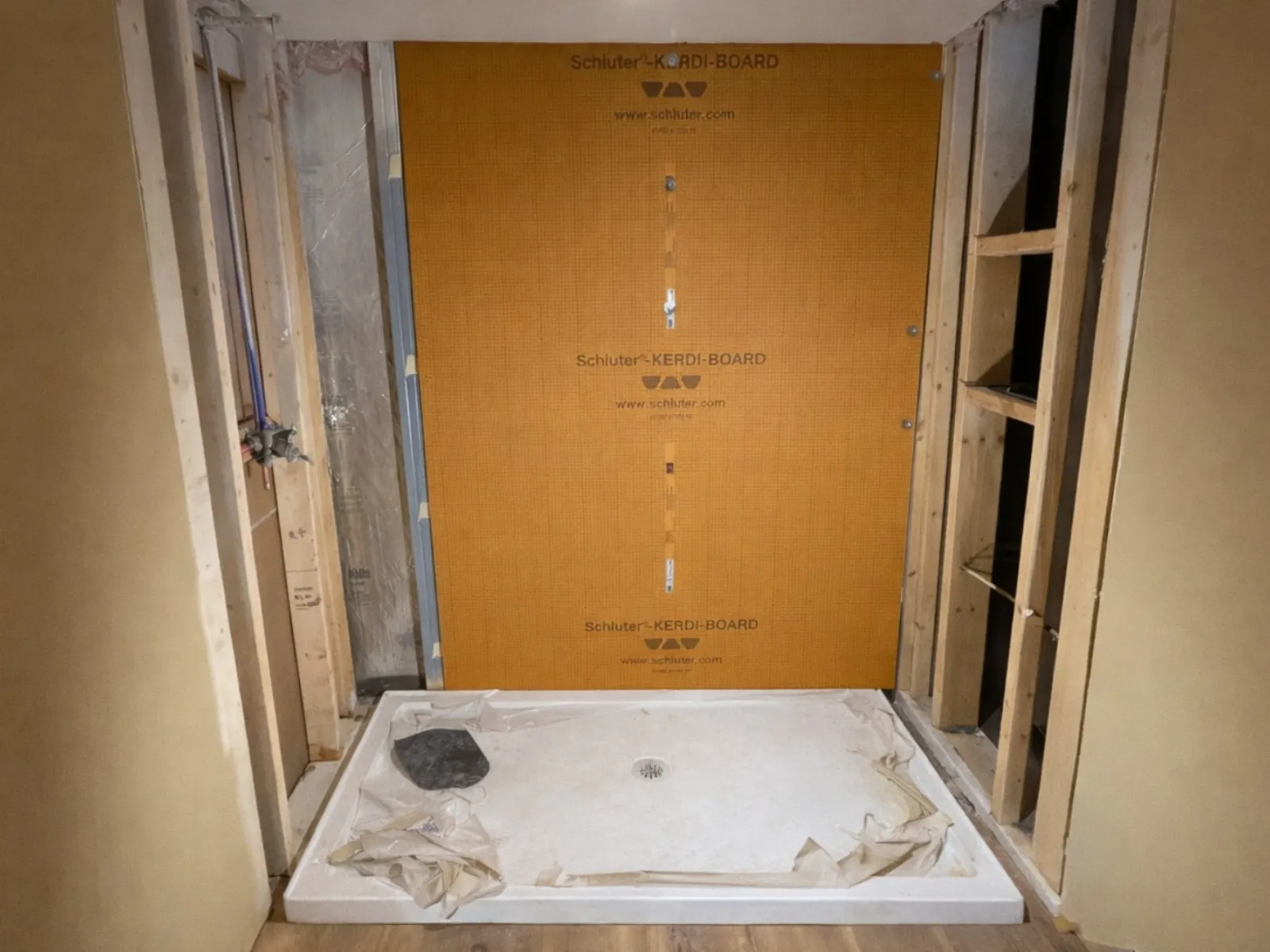 Bathtub alcove before wall and surround installation