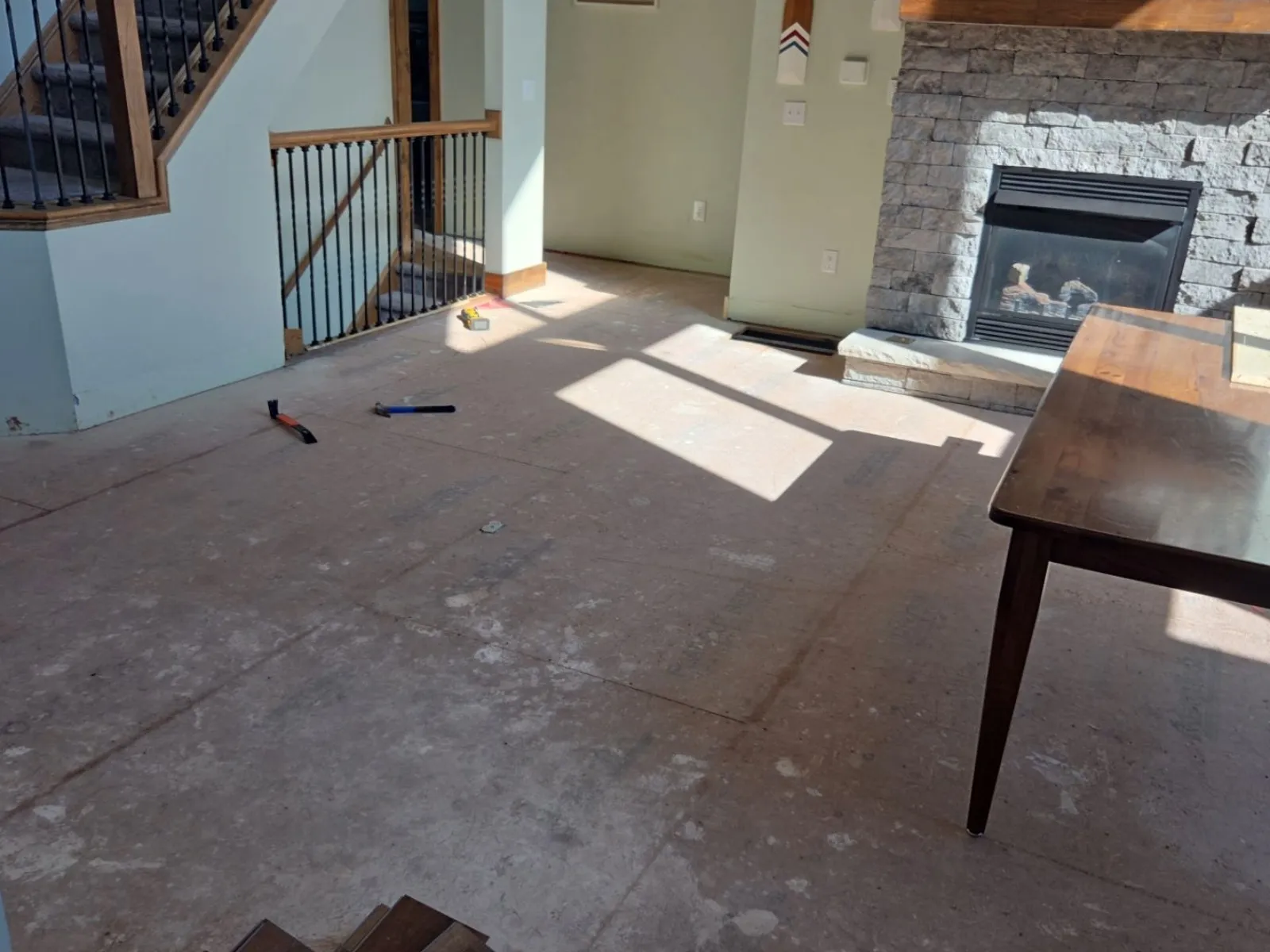 Bare foundation before interior renovations and flooring installation
