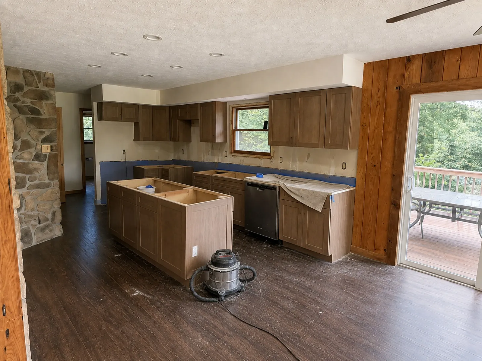 kitchen renovation with stone accent