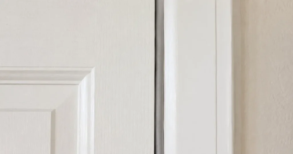 Weatherstripping sealing the gap along the edge of a closed interior door